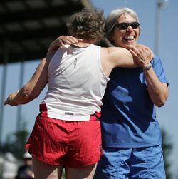 WA State Senior Games - Athletes hugging WA State Senior Games - Athletes hugging